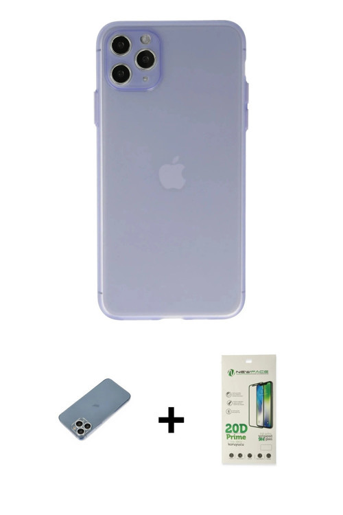 ieg™ iPhone 11 Pro Max Kılıf Atlas Minimal Prime - Siyah 20D Premium Cam Ekran Koruyucu + Gümüş Shin