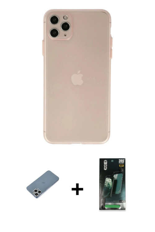 ieg™ iPhone 11 Pro Max Kılıf Atlas Minimal Prime - Şeffaf 360 Full Body Arka Koruyucu + Gümüş Shine