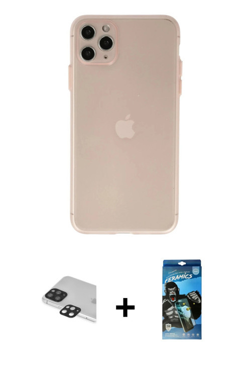ieg™ iPhone 11 Pro Max Kılıf Atlas Minimal Prime - Siyah 34D Izgaralı Cam + Siyah Pers Alüminyum Kam