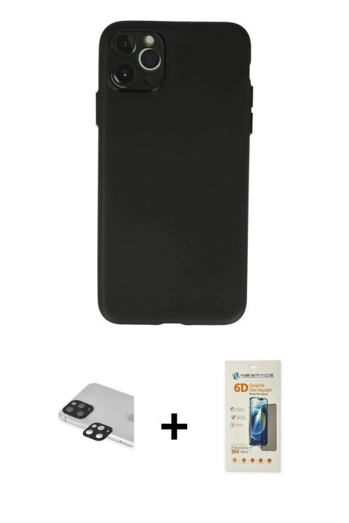 ieg™ iPhone 11 Pro Max Kılıf Atlas Minimal Prime - Siyah 6D Mat Seramik Hayalet Nano Ekran Koruyucu