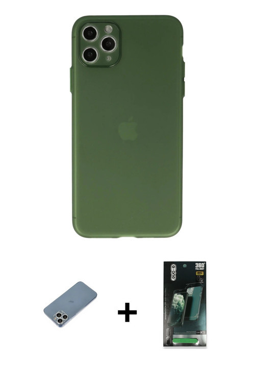 ieg™ iPhone 11 Pro Max Kılıf Atlas Minimal Prime - Şeffaf 360 Full Body Arka Koruyucu + Gümüş Shine