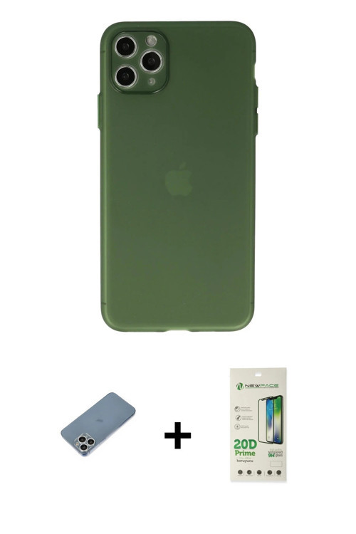 ieg™ iPhone 11 Pro Max Kılıf Atlas Minimal Prime - Siyah 20D Premium Cam Ekran Koruyucu + Gümüş Shin