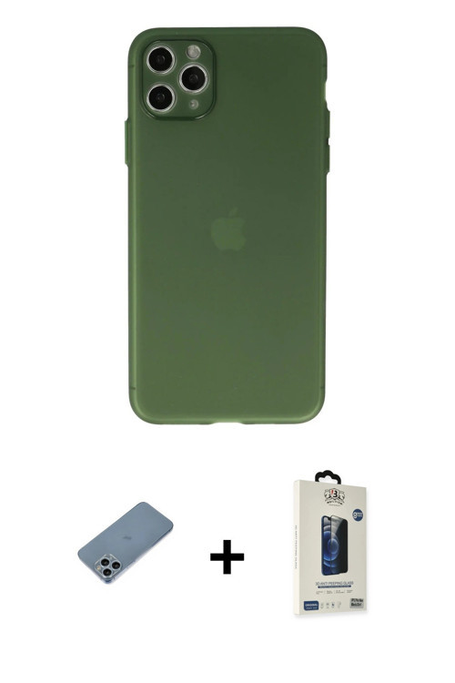 ieg™ iPhone 11 Pro Max Kılıf Atlas Minimal Prime - Siyah Bilvis Hayalet Cam Ekran Koruyucu + Sierra