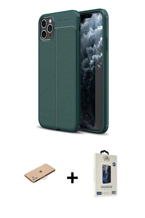 ieg™ iPhone 11 Pro Max Kılıf Doruk Klasik Özel Seri - Siyah Bilvis Hayalet Cam Ekran Koruyucu + Pemb