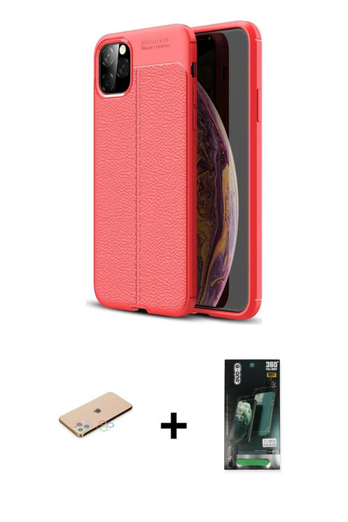 ieg™ iPhone 11 Pro Max Kılıf Doruk Klasik Özel Seri - Siyah 360 Mat Full Body Arka Koruyucu + Mavi R
