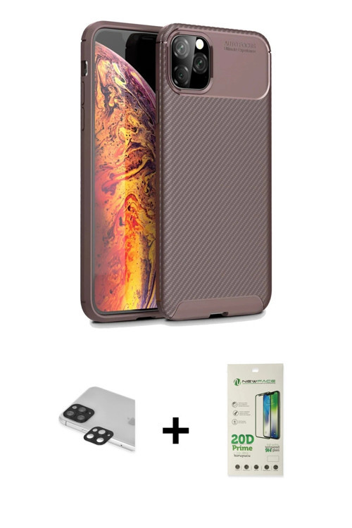 ieg™ iPhone 11 Pro Max Kılıf Eksen Form Prime - Siyah 20D Premium Cam Ekran Koruyucu + Siyah Pers Al