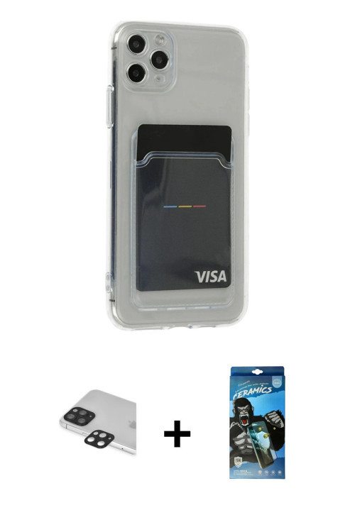 ieg™ iPhone 11 Pro Max Kılıf Doruk Klasik Koleksiyonu - Siyah 34D Izgaralı Cam + Siyah Pers Alüminyu