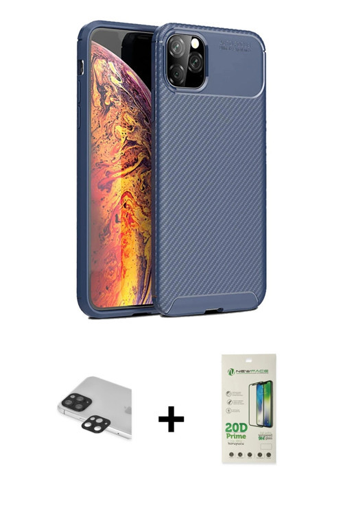 ieg™ iPhone 11 Pro Max Kılıf Eksen Form Prime - Siyah 20D Premium Cam Ekran Koruyucu + Siyah Pers Al