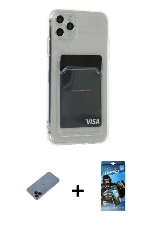 ieg™ iPhone 11 Pro Max Kılıf Doruk Klasik Koleksiyonu - Siyah 34D Izgaralı Cam + Siyah Shine Kamera