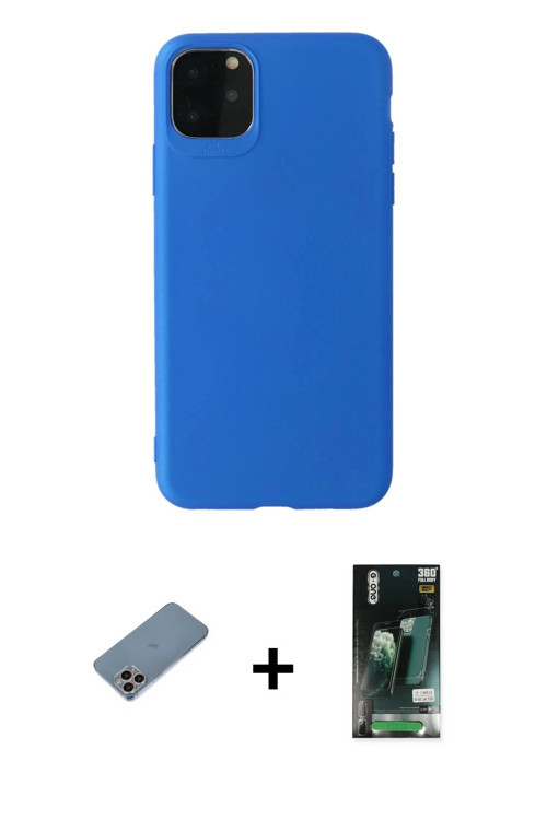 ieg™ iPhone 11 Pro Max Kılıf Kozmos Yansıma Özel Seri - Siyah 360 Mat Full Body Arka Koruyucu + Gökk