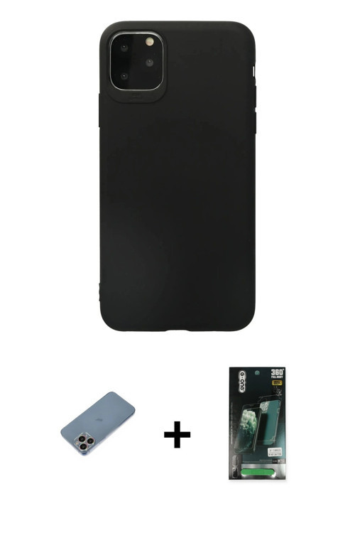 ieg™ iPhone 11 Pro Max Kılıf Kozmos Yansıma Özel Seri - Siyah 360 Mat Full Body Arka Koruyucu + Gökk