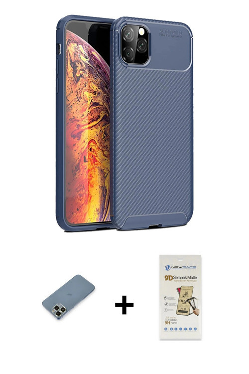 ieg™ iPhone 11 Pro Max Kılıf Eksen Form Prime - Siyah Mat Seramik Nano Ekran Koruyucu + Açık Yeşil M