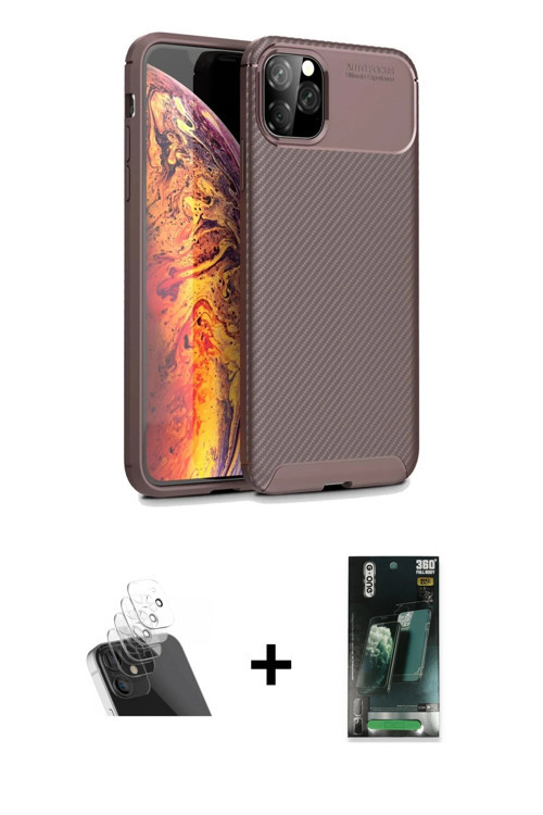 ieg™ iPhone 11 Pro Max Kılıf Eksen Form Prime - Şeffaf 360 Full Body Arka Koruyucu + Şeffaf Kamera L
