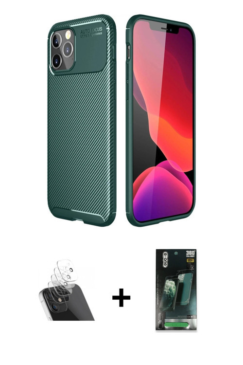 ieg™ iPhone 11 Pro Max Kılıf Eksen Form Prime - Şeffaf 360 Full Body Arka Koruyucu + Şeffaf Kamera L
