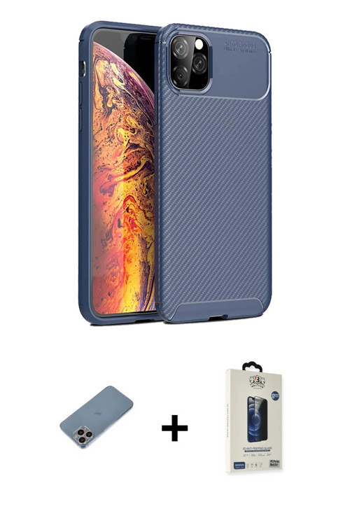 ieg™ iPhone 11 Pro Max Kılıf Eksen Form Prime - Siyah Bilvis Hayalet Cam Ekran Koruyucu + Gökkuşağı