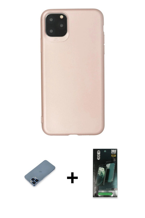 ieg™ iPhone 11 Pro Max Kılıf Kozmos Yansıma Özel Seri - Şeffaf 360 Full Body Arka Koruyucu + Mavi Me