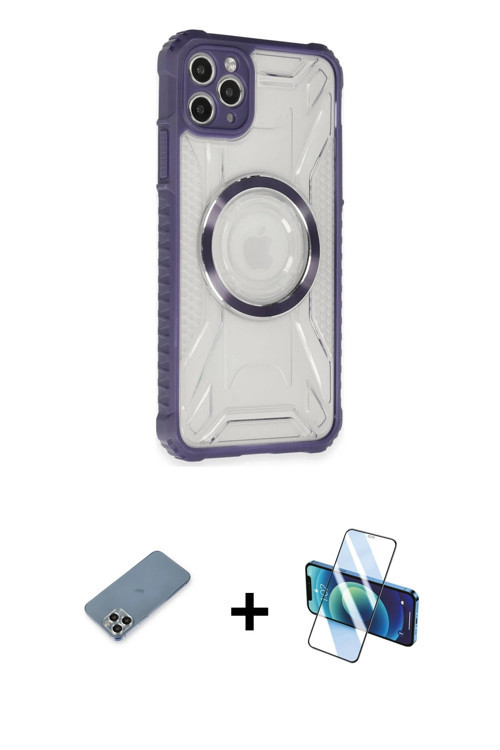 ieg™ iPhone 11 Pro Max Kılıf Kutup Modern - Siyah 3D Antistatik Seramik Nano Ekran Koruyucu + Gümüş