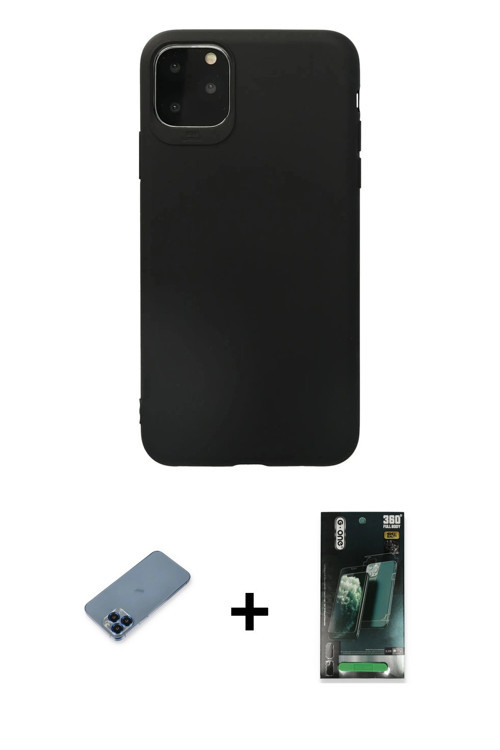 ieg™ iPhone 11 Pro Max Kılıf Kozmos Yansıma Özel Seri - Şeffaf 360 Full Body Arka Koruyucu + Mavi Me