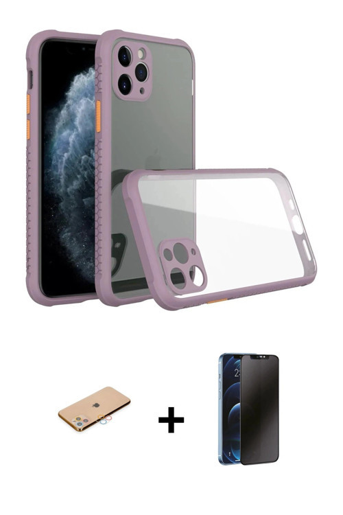 ieg™ iPhone 11 Pro Max Kılıf Nova Asil Özel Seri - Siyah 3D Antistatik Hayalet Cam Ekran Koruyucu +