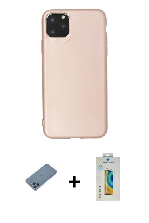 ieg™ iPhone 11 Pro Max Kılıf Kozmos Yansıma Özel Seri - Siyah Polymer Nano Ekran Koruyucu + Mavi Shi