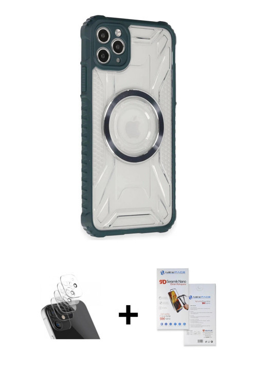 ieg™ iPhone 11 Pro Max Kılıf Kutup Modern - Siyah Seramik Nano Ekran Koruyucu + Şeffaf Kamera Lens K