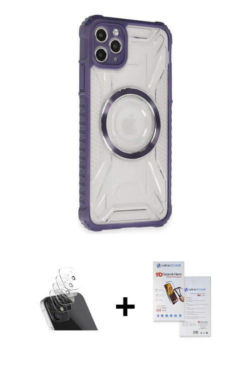 ieg™ iPhone 11 Pro Max Kılıf Kutup Modern - Siyah Seramik Nano Ekran Koruyucu + Şeffaf Kamera Lens K