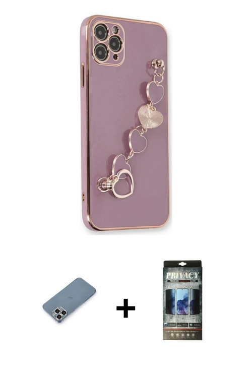 ieg™ iPhone 11 Pro Max Kılıf Nova Işık Prime - Siyah 34D Hayalet Izgaralı Cam + Gümüş Metal Kamera L