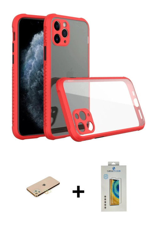 ieg™ iPhone 11 Pro Max Kılıf Nova Asil Özel Seri - Siyah Polymer Nano Ekran Koruyucu + Sarı Renkli K