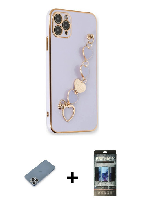 ieg™ iPhone 11 Pro Max Kılıf Nova Işık Prime - Siyah 34D Hayalet Izgaralı Cam + Gümüş Metal Kamera L