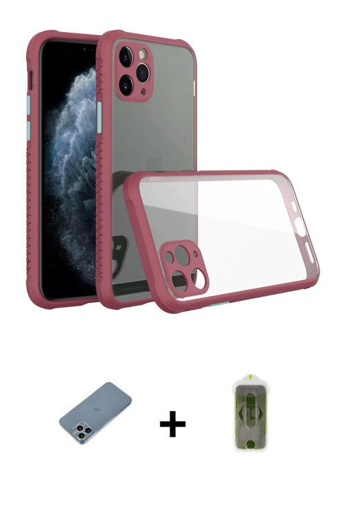 ieg™ iPhone 11 Pro Max Kılıf Nova Asil Özel Seri - Siyah Joko Magic 5D Hayalet Cam + Sierra Blue Shi