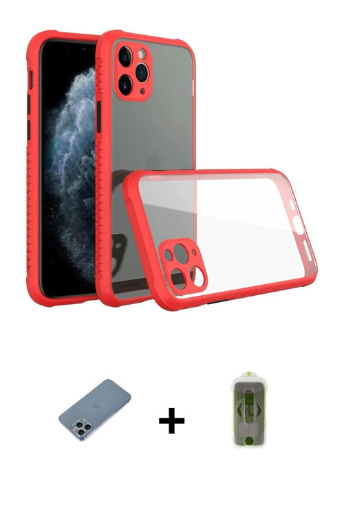 ieg™ iPhone 11 Pro Max Kılıf Nova Asil Özel Seri - Siyah Joko Magic 5D Hayalet Cam + Sierra Blue Shi