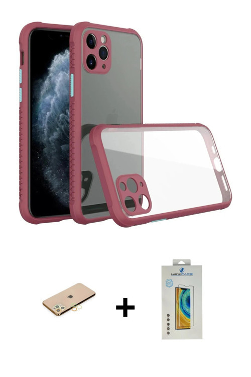 ieg™ iPhone 11 Pro Max Kılıf Nova Asil Özel Seri - Siyah Polymer Nano Ekran Koruyucu + Sarı Renkli K
