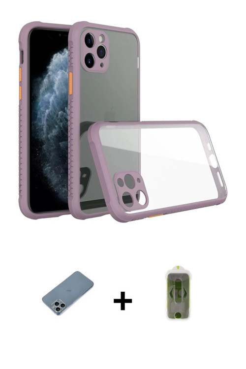 ieg™ iPhone 11 Pro Max Kılıf Nova Asil Özel Seri - Siyah Joko Magic 5D Hayalet Cam + Sierra Blue Shi