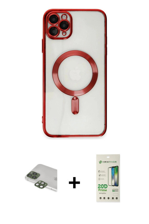 ieg™ iPhone 11 Pro Max Kılıf Nova Işık Özel Seri - Siyah 20D Premium Cam Ekran Koruyucu + Yeşil Pers