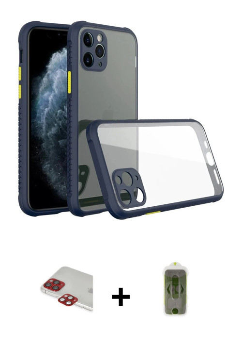 ieg™ iPhone 11 Pro Max Kılıf Nova Asil Özel Seri - Siyah Joko Magic 5D Hayalet Cam + Kırmızı Pers Al