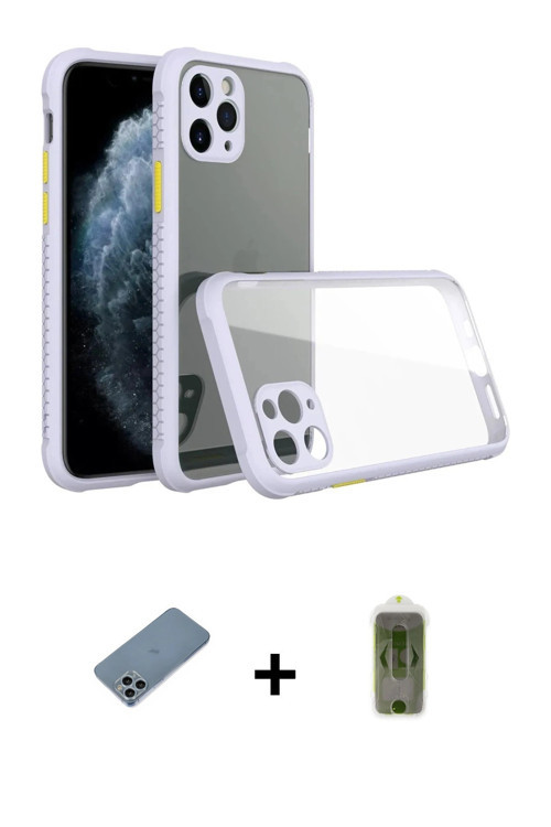ieg™ iPhone 11 Pro Max Kılıf Nova Asil Özel Seri - Siyah Joko Magic 5D Hayalet Cam + Sierra Blue Shi