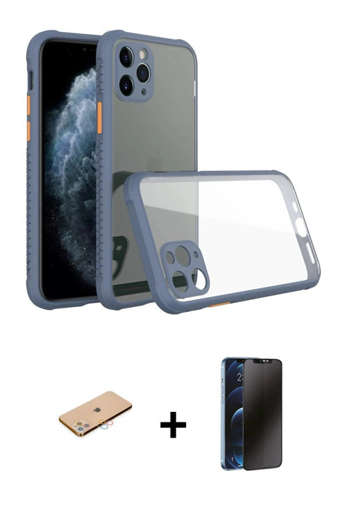 ieg™ iPhone 11 Pro Max Kılıf Nova Asil Özel Seri - Siyah 3D Antistatik Hayalet Cam Ekran Koruyucu +