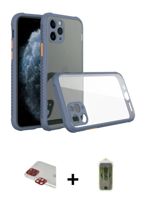 ieg™ iPhone 11 Pro Max Kılıf Nova Asil Özel Seri - Siyah Joko Magic 5D Hayalet Cam + Kırmızı Pers Al