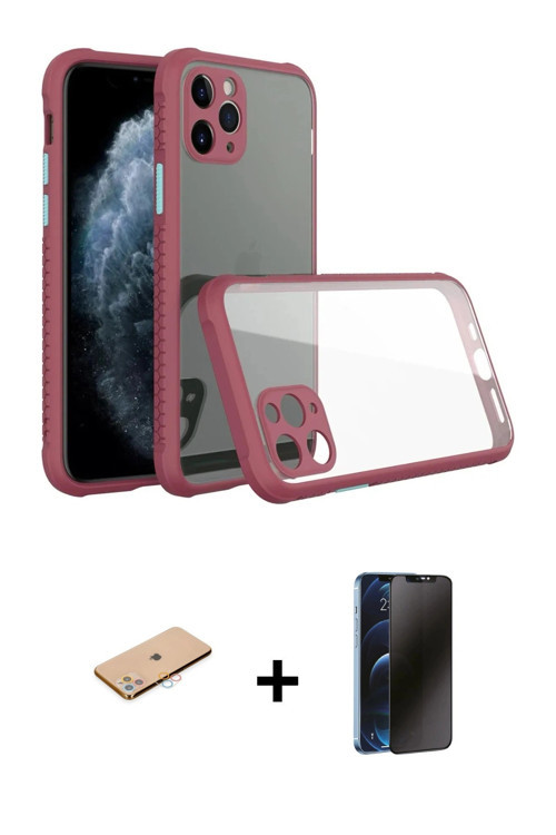 ieg™ iPhone 11 Pro Max Kılıf Nova Asil Özel Seri - Siyah 3D Antistatik Hayalet Cam Ekran Koruyucu +