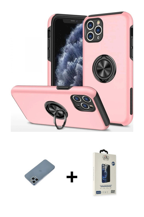 ieg™ iPhone 11 Pro Max Kılıf Odak Form Prime - Siyah Bilvis Hayalet Cam Ekran Koruyucu + Sierra Blue