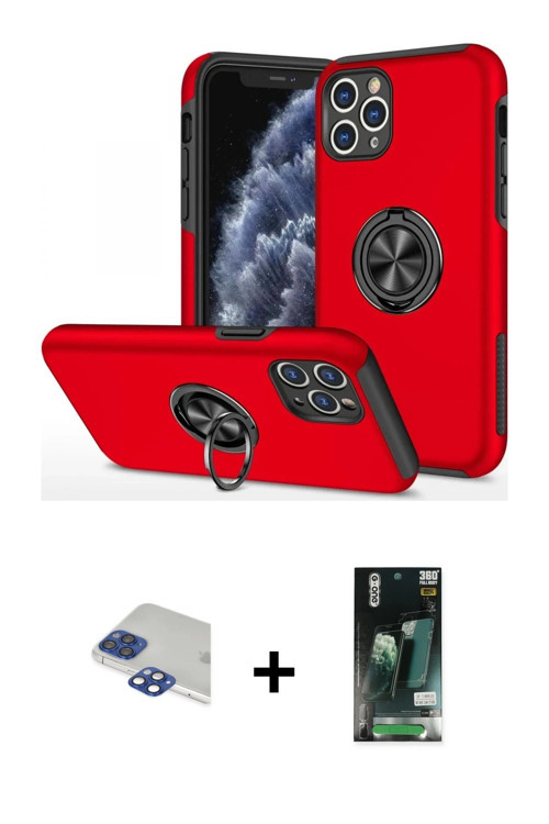 ieg™ iPhone 11 Pro Max Kılıf Odak Form Prime - Siyah 360 Mat Full Body Arka Koruyucu + Lacivert Pers