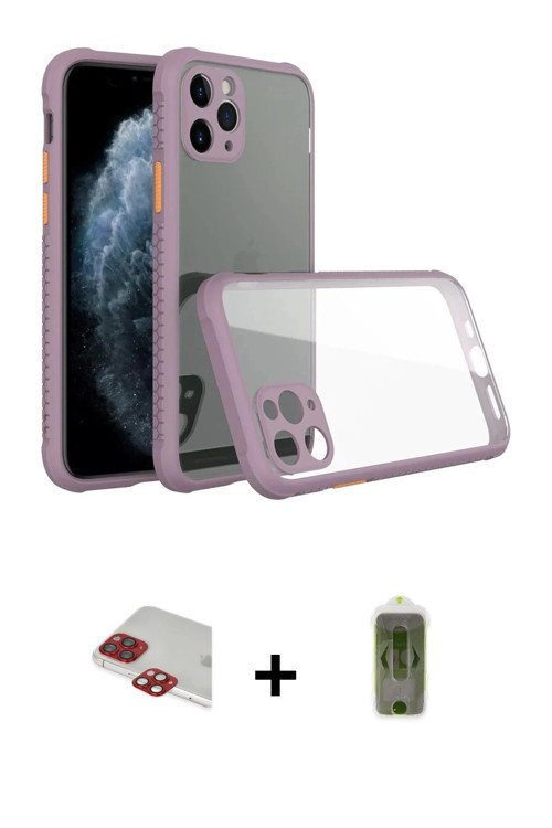 ieg™ iPhone 11 Pro Max Kılıf Nova Asil Özel Seri - Siyah Joko Magic 5D Hayalet Cam + Kırmızı Pers Al