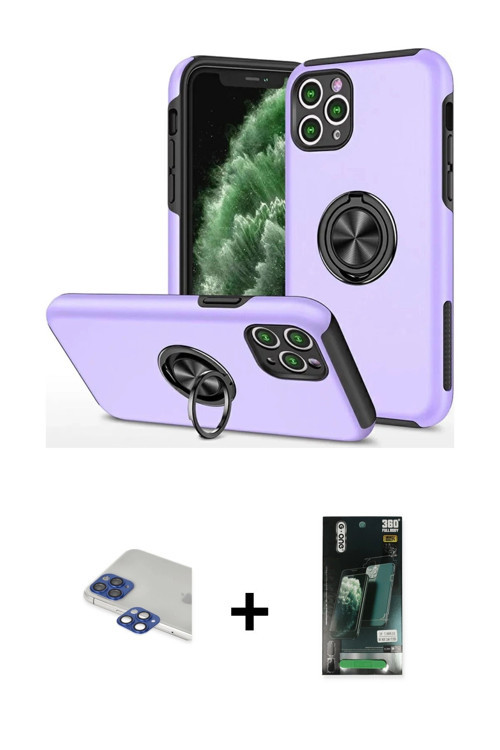 ieg™ iPhone 11 Pro Max Kılıf Odak Form Prime - Siyah 360 Mat Full Body Arka Koruyucu + Lacivert Pers