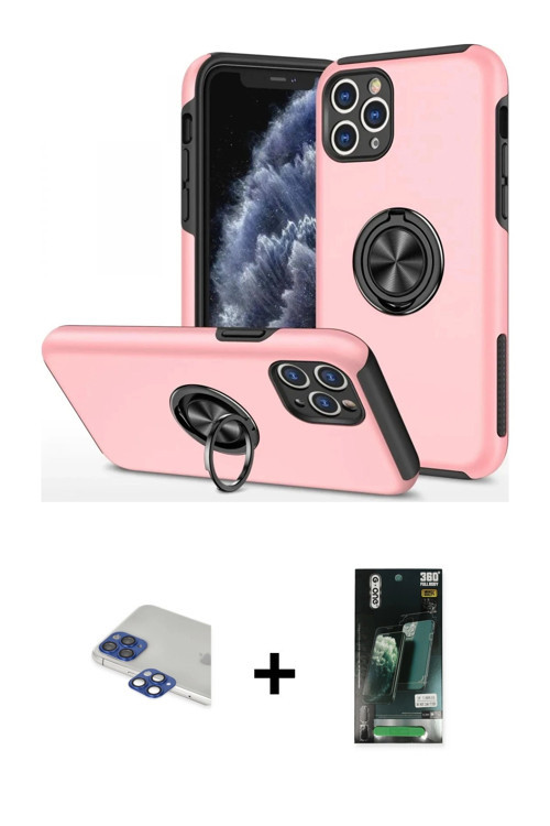 ieg™ iPhone 11 Pro Max Kılıf Odak Form Prime - Siyah 360 Mat Full Body Arka Koruyucu + Lacivert Pers