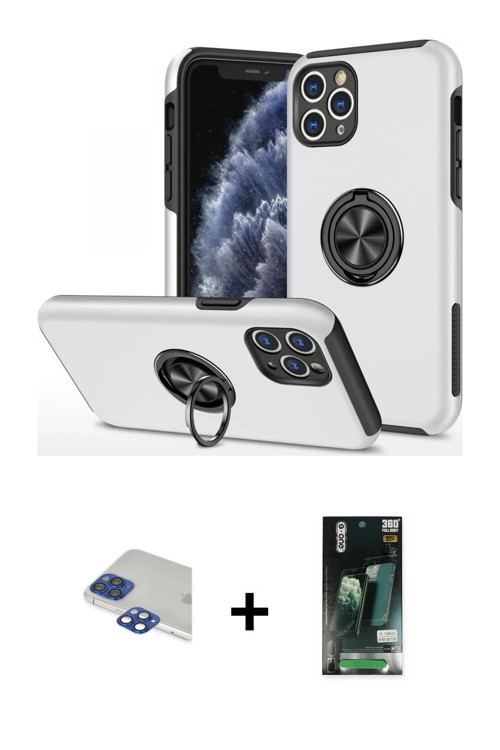 ieg™ iPhone 11 Pro Max Kılıf Odak Form Prime - Siyah 360 Mat Full Body Arka Koruyucu + Lacivert Pers
