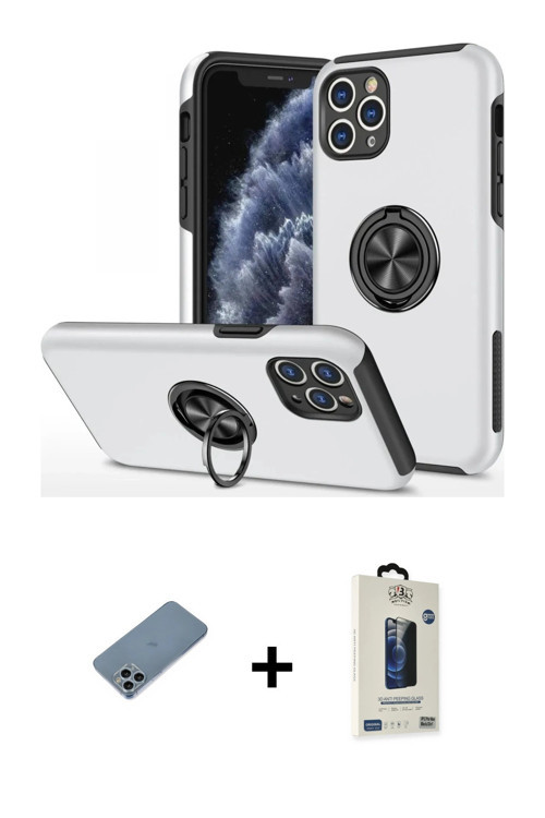 ieg™ iPhone 11 Pro Max Kılıf Odak Form Prime - Siyah Bilvis Hayalet Cam Ekran Koruyucu + Sierra Blue
