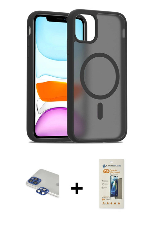 iPhone 11 Pro Max Kılıf Siluet Minimal Prime - Siyah 6D Mat Seramik Hayalet Nano Ekran Koruyucu