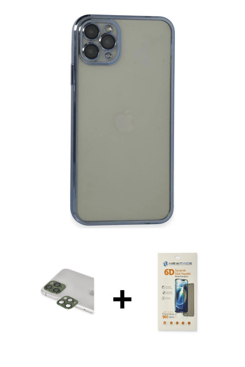 ieg™ iPhone 11 Pro Max Kılıf Vadi Minimal - Siyah 6D Mat Seramik Hayalet Nano Ekran Koruyucu + Yeşil