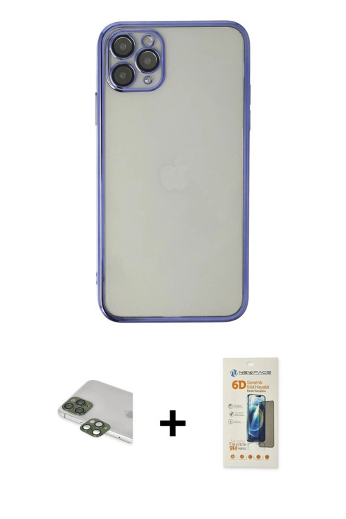 ieg™ iPhone 11 Pro Max Kılıf Vadi Minimal - Siyah 6D Mat Seramik Hayalet Nano Ekran Koruyucu + Yeşil
