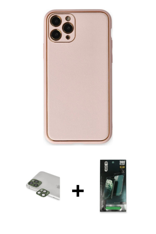 ieg™ iPhone 11 Pro Max Kılıf Yadigar Klasik - Şeffaf 360 Full Body Arka Koruyucu + Yeşil Pers Alümin